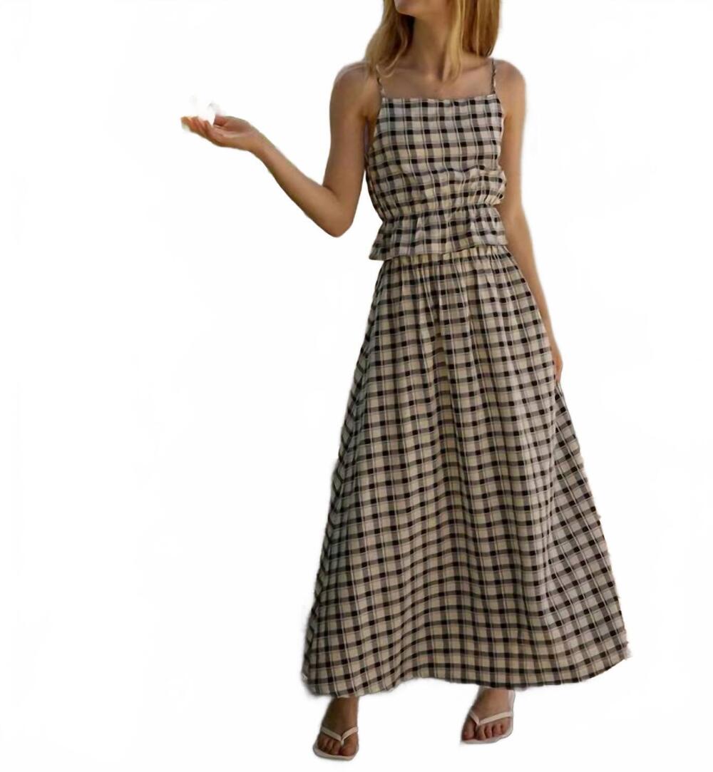 NEW SUNDAY RITUAL emma maxi skirt in black/white plaid